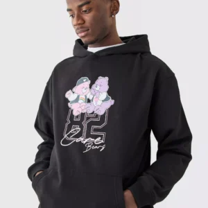 OVERSIZED CARE BEARS VARSITY LICENSE HOODIE