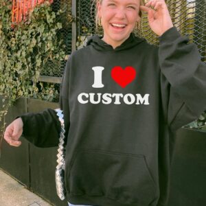 Personalized 'I Love' Graphic Hoodie, Custom Gifts for Her, Y2K Aesthetic Hoodie