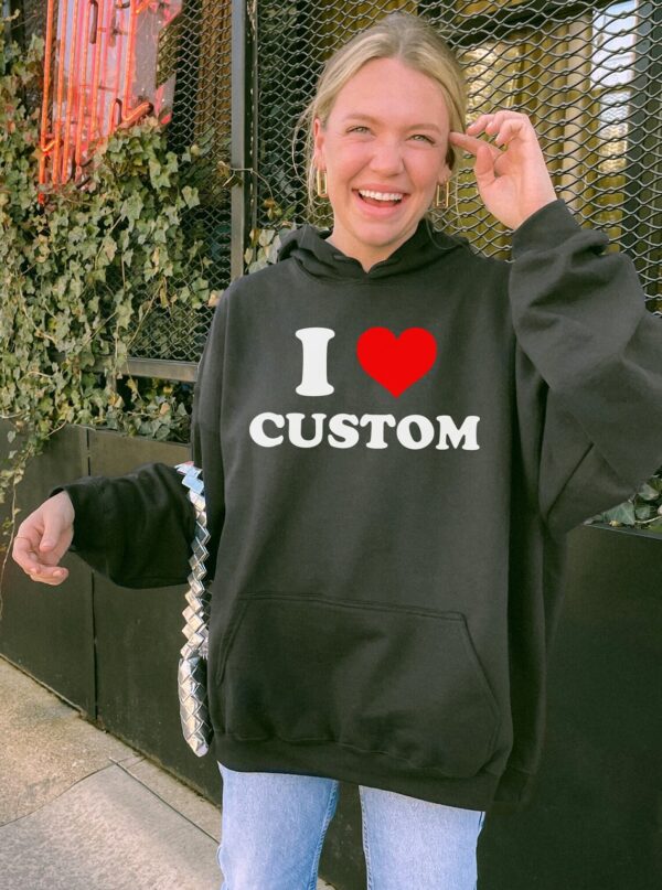 Personalized 'I Love' Graphic Hoodie, Custom Gifts for Her, Y2K Aesthetic Hoodie